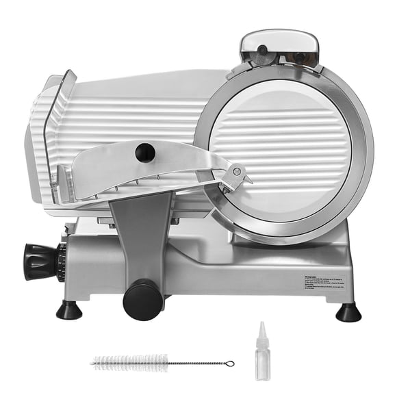 KFFKFF Electric Meat Cutter, 340W with 10" SUS420 Blade & Sharpening Stone, 0-0.6" Thickness Adjuster for Both Commercial & Home, Slices Meat & Cheese Efficiently