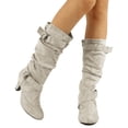 thumbnail image 2 of Kcodviy Bottes Mi-Hautes pour Femmes de Commerce Extérieur d'Automne et d'Hiver Nouvelles Mi-Hautes pour Femmes à Talon Moyen à Enfiler Mi-Hautes pour Femmes, 2 of 5