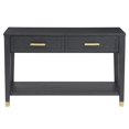 thumbnail image 4 of Yves Rubbed Charcoal Wood 2-drawer Sofa Table, 4 of 6