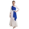 thumbnail image 1 of Jhaoyu Robe de Danse Asymétrique pour Filles Enfants, Robe de Prière Liturgique à Blocs de Couleur Bleue 6, 1 of 7