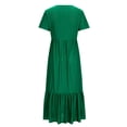 thumbnail image 4 of Meichang Robes d'Été pour Femmes 2024 Robes Midi à Oeillets Volants à Étages Col Ras du Cou Manches Courtes Robes avec Poches Couleur Unie Fluides Robes de Plage Vert Armée P, 4 of 5