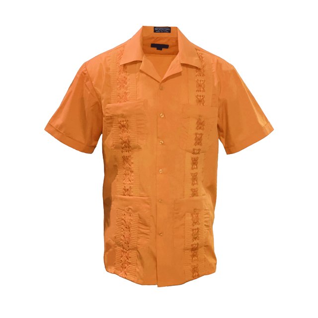 Gravity Threads Mens Guayabera Summer Shirt - Orange - 3X-Large