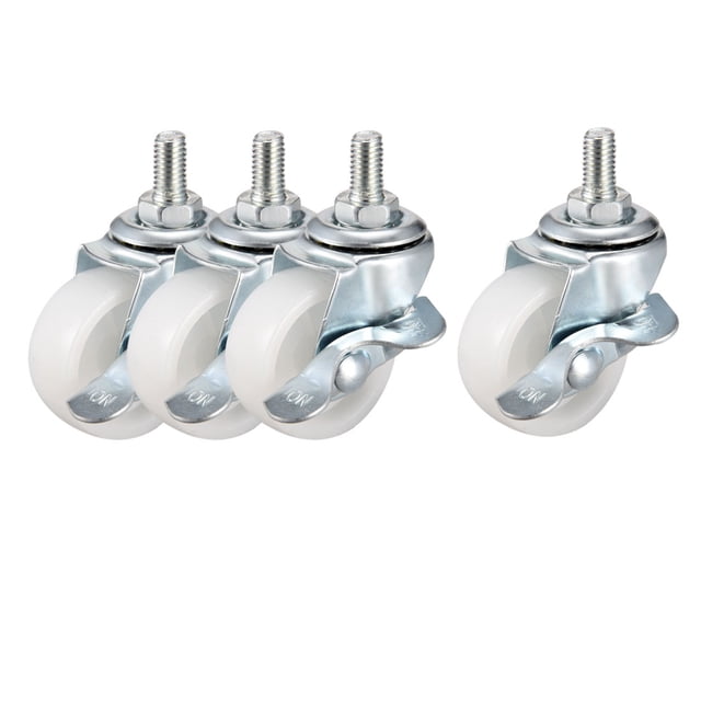 Unique Bargains 1.5 Inch Swivel Caster Wheels PP Threaded Stem with Brake 44lb Capacity 4 Pcs