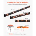 thumbnail image 3 of KFFKFF 4-Piece Torpedo Level, 48/24/16/10 Inch Box Levels Set, Fluorescent Light Up Bubble Vials Ruler for 45/90/180 Degree, Aluminum Alloy Magnetic Leveler Tool, 3 of 9