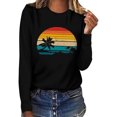 thumbnail image 4 of CEHVOM Fashion Women's Spring Printed Long Sleeves Round Neck Casual Tee Tops Clearance, 4 of 5