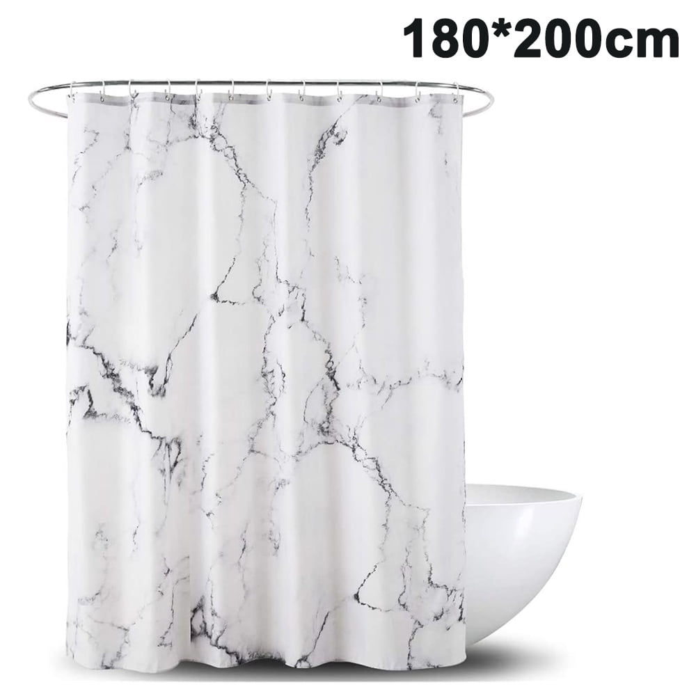 Marble shower curtain, anti-mold, anti-bacterial, waterproof made of polyester with 12 shower curtain rings 3D digital printing, shower curtains for bathtub and shower in bathroom