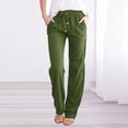 thumbnail image 5 of Plus Size Solid Straight Leg Pants for Women High Waist Comfortable Elastic Drawstring Casual Trousers, 5 of 5