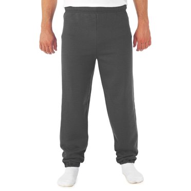 Jerzees Mens NuBlend Elastic Bottom Sweatpants, L, Black Heather