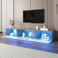 thumbnail image 3 of Deiokin 71" High-Gloss TV Stand with LED Lights, Modern Media Console with Hollow Doors, 16-Color RGB Lighting, 3 of 9