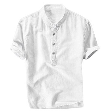 RKSTN Chemises pour Hommes Manches Courtes Été Fraîches et Fines Respirantes Col Suspendu Teint Dégradé Chemise en Coton Chemises Hawaïennes pour Hommes