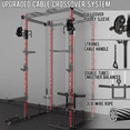 thumbnail image 2 of Eonfit E2 Power Cage，1500LB Squat Rack with Cable Crossover System.Multi-Function Power Rack for Home Gum.All-in-One Squat Rack with More Training Attachments(E2 RED)), 2 of 8