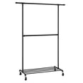 thumbnail image 1 of SONGMICS Industrial Style Clothes Garment Rack on Wheels, Double Hanging Rod Metal Clothing Rack, Heavy Duty Commercial Display, Black UHSR62BK, 1 of 5