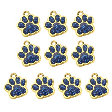 Unique Bargains Animal Dog Cat Paw Print Pendants, 10 Pcs Footprint Beads, Blue