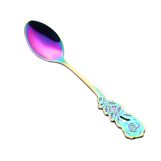 Stainless Steel Flower Spoon Coffee Tea Spork Flatware Dessert Salad Tool