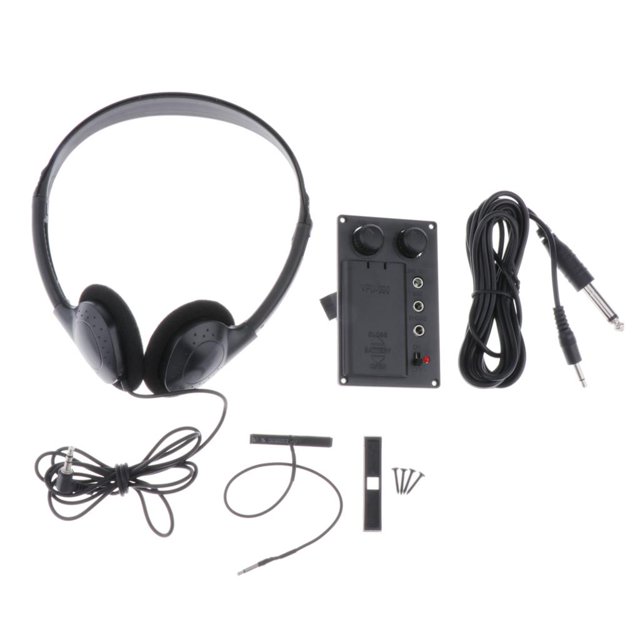 lionlar Electric Violin Pickup Piezo Preamp Accessory with Headphone + 10 Inch Plug Hole