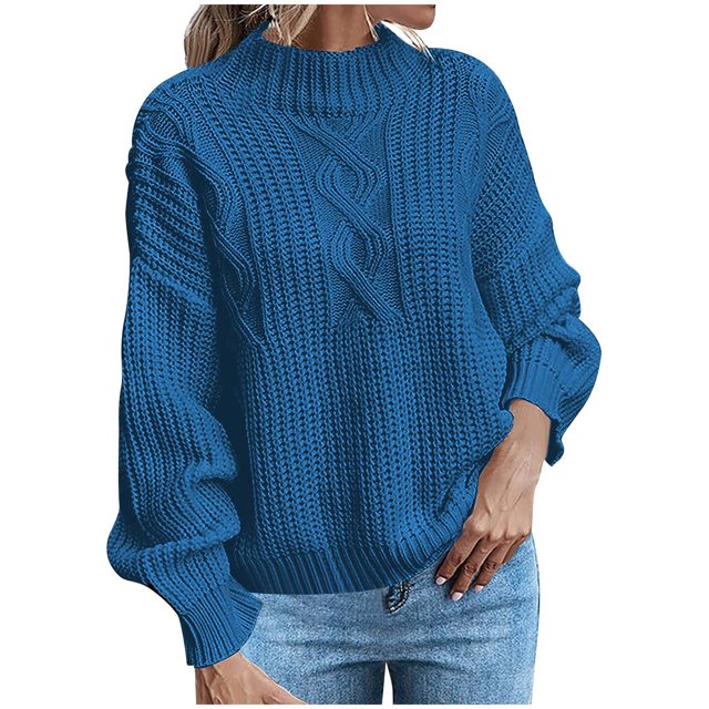 Yuyuzo Chandails pour Femmes Manches Longues Col Rond Pull Tricoté Automne Hiver Décontracté Couleur Unie Chandails
