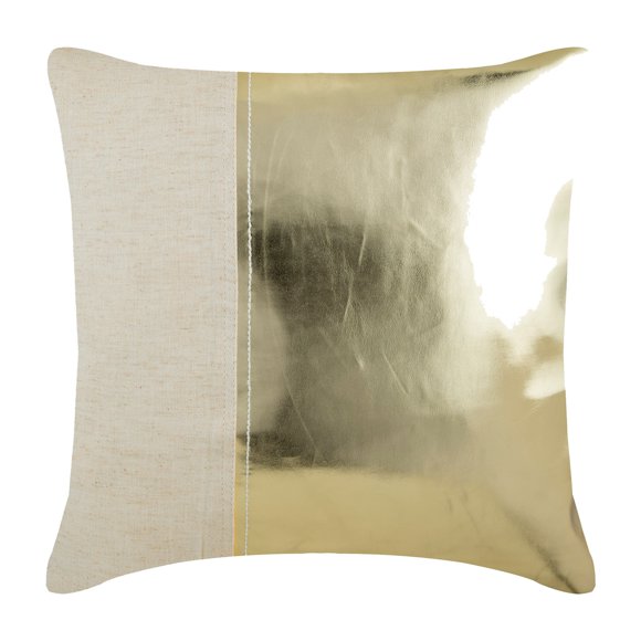 The HomeCentric Euro Pillow Sham Covers, Metallic Gold Euro Pillow Shams Pack of 2, 26x26 inch (65x65 cm) Faux Leather Euro Size Pillow Shams, Patchwork, Euro Shams Easter - Better Half Gold
