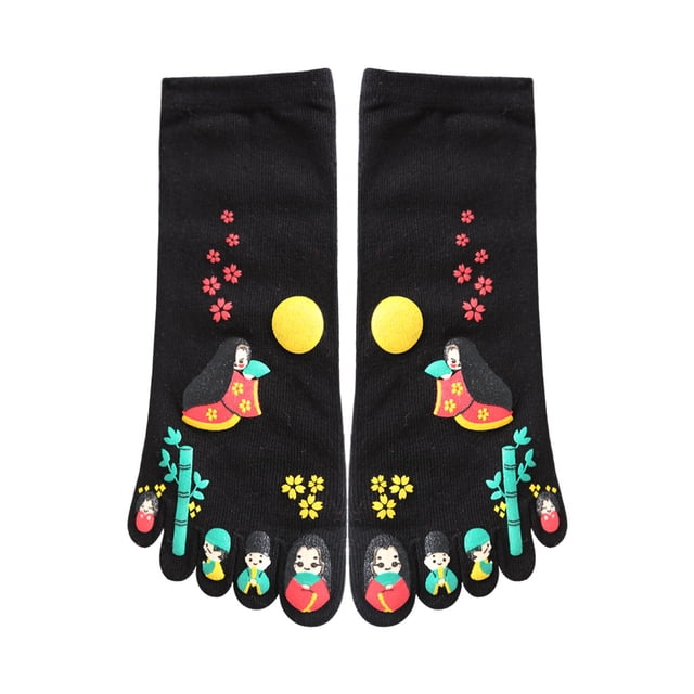 INSPIRE CHIC Chaussettes à Bout pour Femmes, Lot de 2, Imprimé de Dessins Animés Japonais