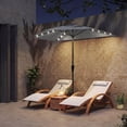 thumbnail image 2 of Outsunny 9ft Half Patio Umbrella Outdoor with Solar LED Lights, Dark Grey, 2 of 9