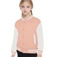 thumbnail image 2 of Girls Coats & Jackets Child Autumn Spring Long Sleeved Color Block Baseball Pink Fall Tops for Teen Girls ,13-14 Years, 2 of 4