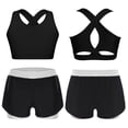 thumbnail image 3 of MSemis Kids Girls 2pcs Sports Set Keyhole Cross Back Tank Tops and Shorts Set For Yoga Gymnastics Dance White 10, 3 of 4