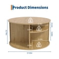 thumbnail image 3 of EDTara Round 28-Inch Coffee Table, Mid Century Modern Fluted Base With Hidden Storage and Sliding Tambour Door, 3 of 7