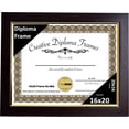 thumbnail image 2 of Creative Picture Frames 16x20 Mahogany Diploma Frame with Gold Rim No Mat with Glass and Installed Wall Hangers, 2 of 3