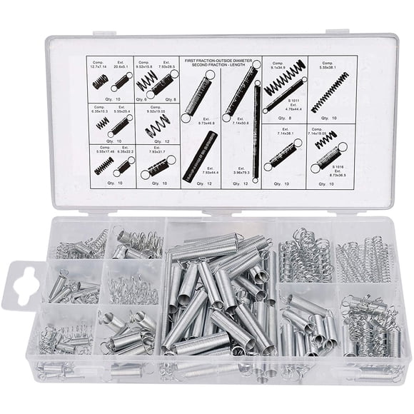 Assortment Of Compression And Extension Springs 20 Sizes Small Assorted Galvanized Steel Springs 200 Pieces
