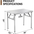 thumbnail image 2 of Commercial-Worktable Folding Workstation Stainless-Steel Heavy-Duty 36 x 24 Inch with 220 lbs Load, Silver Stainless Steel Kitchen Island,Kitchen Work Table, 2 of 7