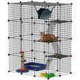 thumbnail image 1 of PawHut Cage pour Chat à 4 Niveaux, Parc pour Animaux Bricolage avec Hamac, Plateformes, Rampes, 1 of 10