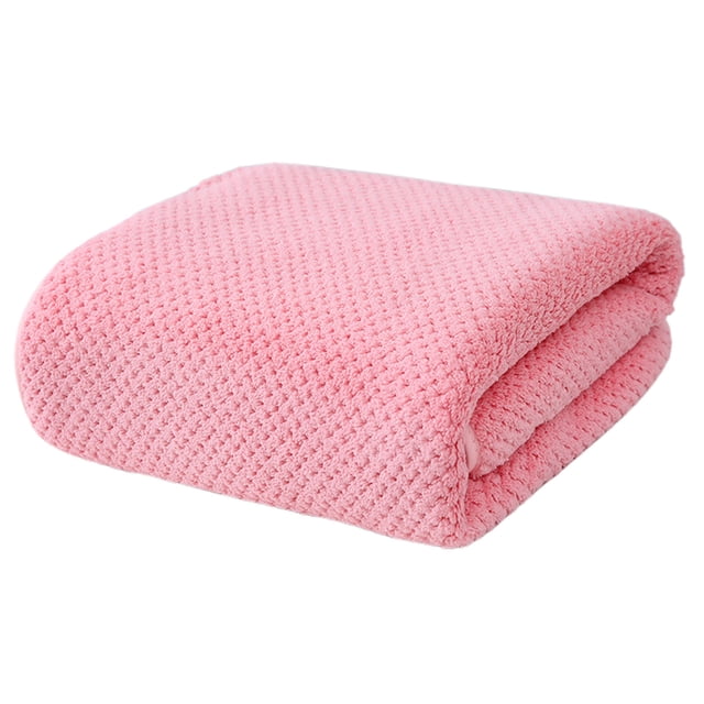 Suncoda Washclo, Solid Color Pineapple Reseau High Density Fleece Marginal Bath Towel Adult Solid Color Enlarged Bath Towel Thickened Marginal Towel 35X75Cm