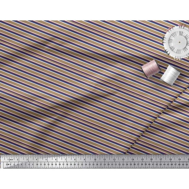 Soimoi Rayon Fabric Horizontal Stripe Print Fabric by The Yard 42 Inch Wide