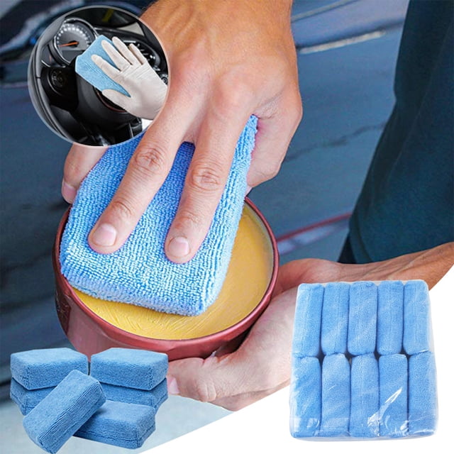 Rvkxad Microfiber Car Detailing Sponges, 10-Pack Waxing Polishing Blocks for Auto Cleaning, Car Wash Sponge Set
