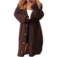 thumbnail image 2 of Cardigans Doux pour Femmes, Tricot pour Femmes, Coupe Ample, Mi-Long, Col à Revers Irrégulier, Cardigan, 2 of 5