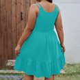 thumbnail image 4 of Ovzne Robes pour Femmes Robe pour Femme Printemps Été Grande Taille Ample Couleur Unie Sans Manches Mi-Longue Robe Printemps Liquidation, 4 of 7