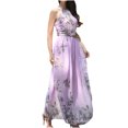 thumbnail image 2 of HKEJIAOI Robes Décontractées pour Femmes Offres Liquidation Robe d'Anniversaire Mode Femmes Décontractée Imprimé Harter Sans Manches Taille à Nouer Longue Robe Violet, 2 of 8
