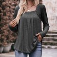 thumbnail image 2 of AherBiu Tuniques pour Femmes à Manches Longues d'Automne, Blouses à Encolure Carrée, Chic Décontracté, Froncées, Coupe Ample, 2 of 7