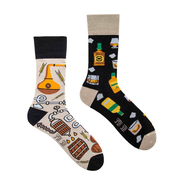 SPOX SOX - Chaussettes Fantaisie Dépareillées pour Hommes et Femmes - Whisky