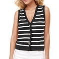thumbnail image 1 of LOVZFMLL Camisoles pour Femmes Cardigan Décontracté Ample à Boutons Chandail à Rayures à Col en V, 1 of 7
