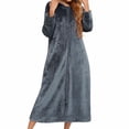 thumbnail image 4 of Kcodviy Robe en Flanelle à Manches Longues Robes Luxueuses pour Femmes avec Capuche et Fermeture Éclair Peignoir Portefeuille pour Femmes Pyjama pour Couples pour l'Automne Longs Peignoirs en Satin pour Femmes et Hiver, 4 of 9
