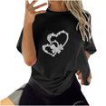thumbnail image 4 of CEHVOM Woman Ladies Dropped Shoulder Sleeves Loose Short Sleeve Top Pullover Tops, 4 of 8