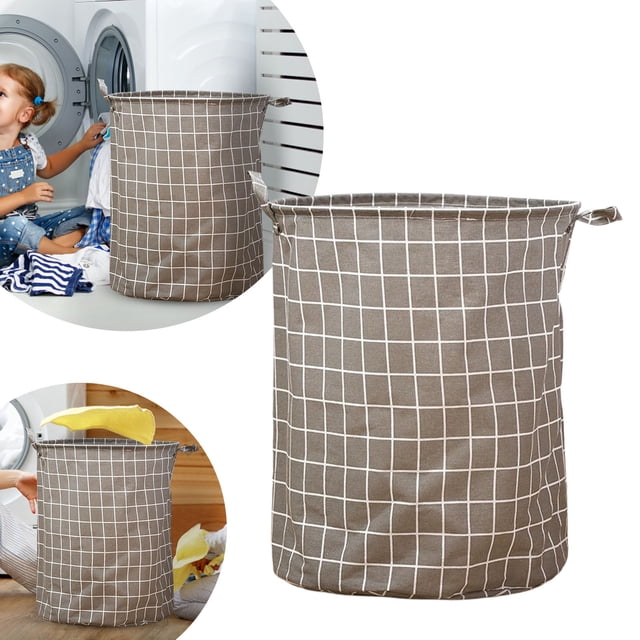 Patterned Linen Laundry Hamper Large Open Top for Bedroom or Bathroom - Breathable Durable -Linen Blend with Stylish Print and Easy