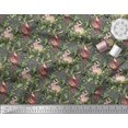 thumbnail image 3 of Soimoi Polyester Crepe Fabric Leaves & Rabbit Animal Decor Fabric Printed Yard 42 Inch Wide, 3 of 5