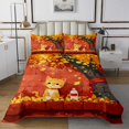 thumbnail image 1 of Little Cat Bedspread Set Fall Leaves Quilt Set Queen,Maple Tree Coverlet Set Autumn Plant Leaf Quilted,Cartoon Pet Animal Kitten Cute Room Decor, 1 of 5