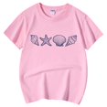 thumbnail image 4 of PMVFHDE Hauts pour Filles Basiques pour Filles Hauts d'Été Tendance Hauts à Manches Courtes pour Filles T-Shirt Décontracté Imprimé Col Rond T-Shirt Décontracté Rose Clair, 5-6 Ans, 4 of 5