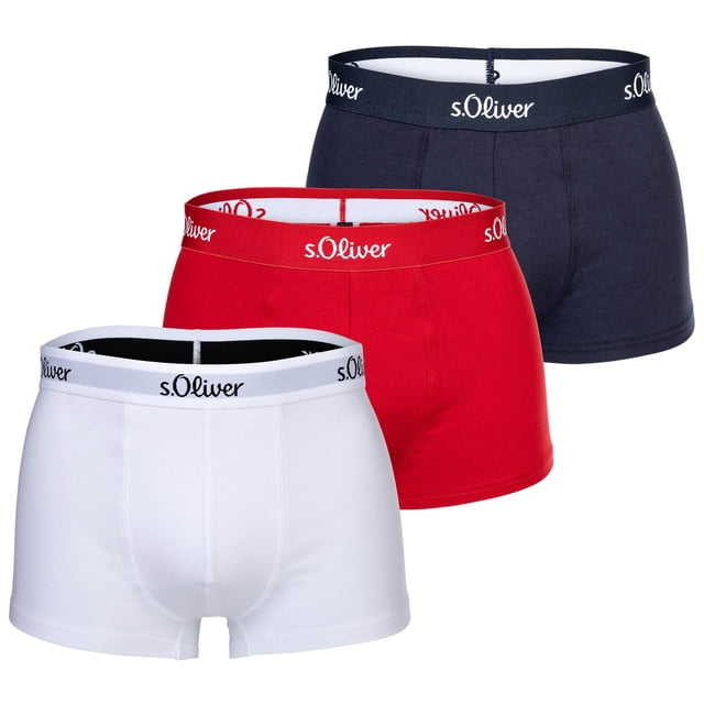 s.Oliver Boxeurs pour Hommes, Lot de 3 - Caleçons, Hipsters, Coton Extensible Rouge/marine/blanc TTG (XX-Grand)