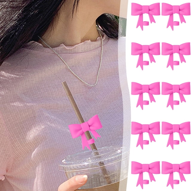 Wzzjkit Kitchen Gadgets Straw Cup 10mm Color Bow Straw Cap Straw Cup Decorative Baffle Cap Straw Cap Kitchen Tools