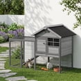 thumbnail image 2 of PawHut Rabbit Hutch Outdoor, 48"L Large Wooden Bunny Cage with Run Box, 2 of 10