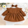 thumbnail image 3 of MesaSe Automne Bébé Filles Princesse Robe 2pcs Volant à Manches Longues Bouton Velours Côtelé une Ligne Robe Bandeau Vin Rouge 2-3 Ans, 3 of 9