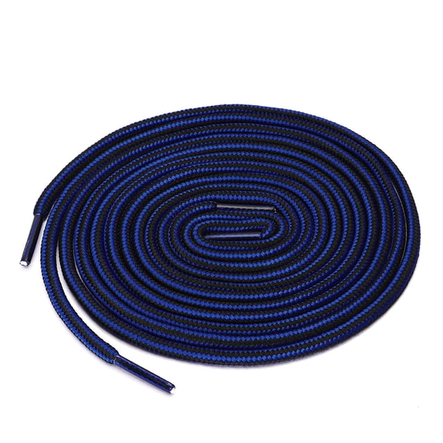 INSPIRE CHIC Unisex Round Rope Dual Colored Striped 1/5 Thick Boot Shoelace 70cm / 27.55" Royal Blue Black